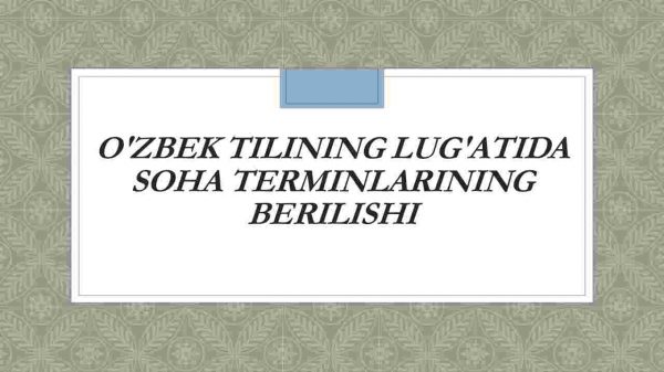 O'zbek tilining lug'atida soha terminlarining berilishi