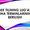 O'zbek tilining lug'atida soha terminlarining berilishi