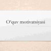 O'quv motivatsiyasi