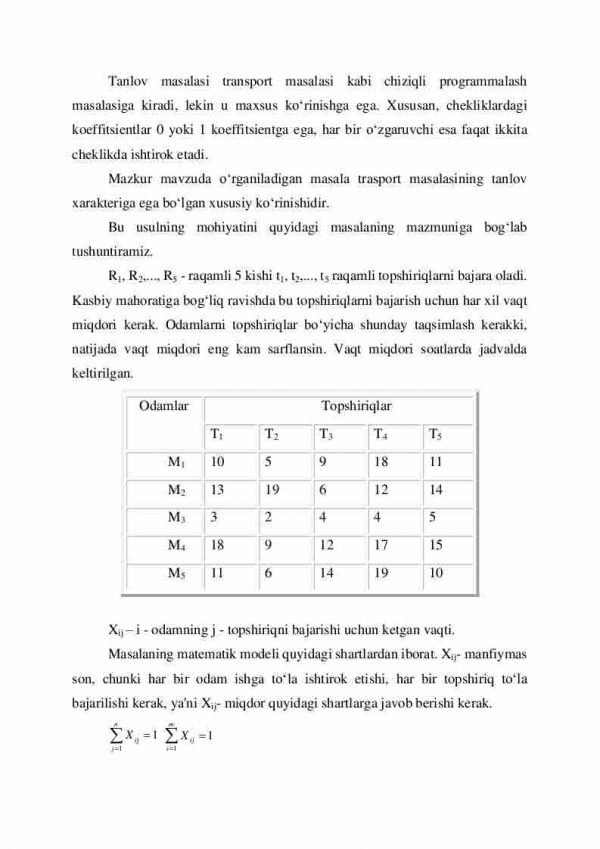 Tanlov masalasining qo'yilishi. Mak usuli. - Image 2