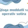 Qisqa muddatli va operativ xotira