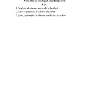 Asosiy ijtimoiy-psixologik ko'rinishlarga tavsif