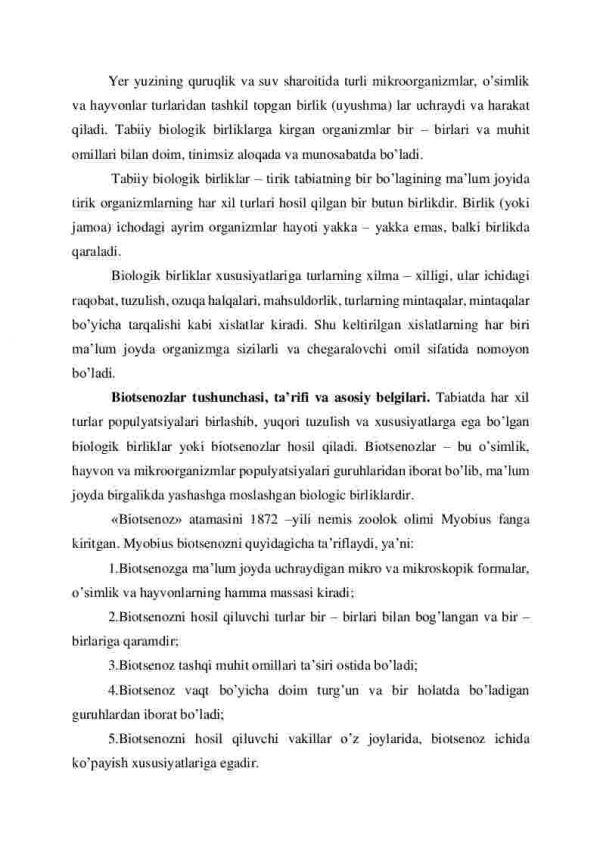 Biotsenozlarning ekologiyasi. Ekosistemalarning xarakteristikasi, ekosistemalarning tuzilishi - Image 2