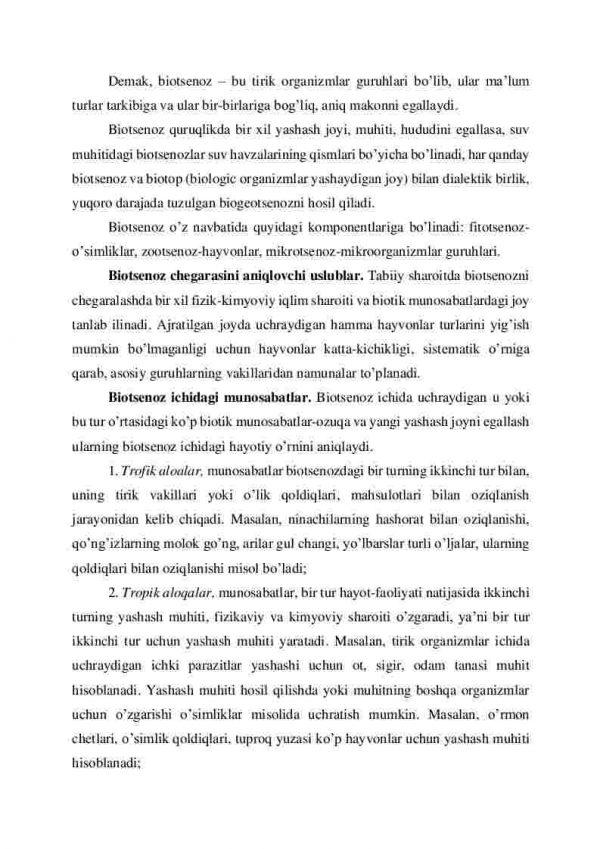 Biotsenozlarning ekologiyasi. Ekosistemalarning xarakteristikasi, ekosistemalarning tuzilishi - Image 3