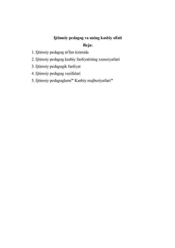 Ijtimoiy pedagog va uning kasbiy sifati