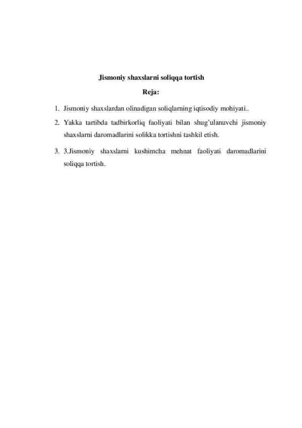 Jismoniy shaxslarni soliqqa tortish
