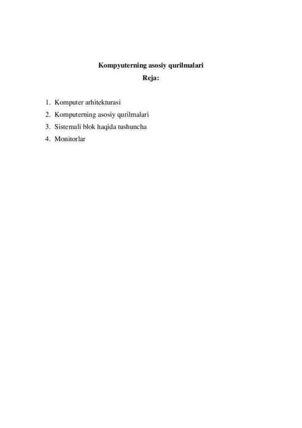 Kompyuterning asosiy qurilmalari