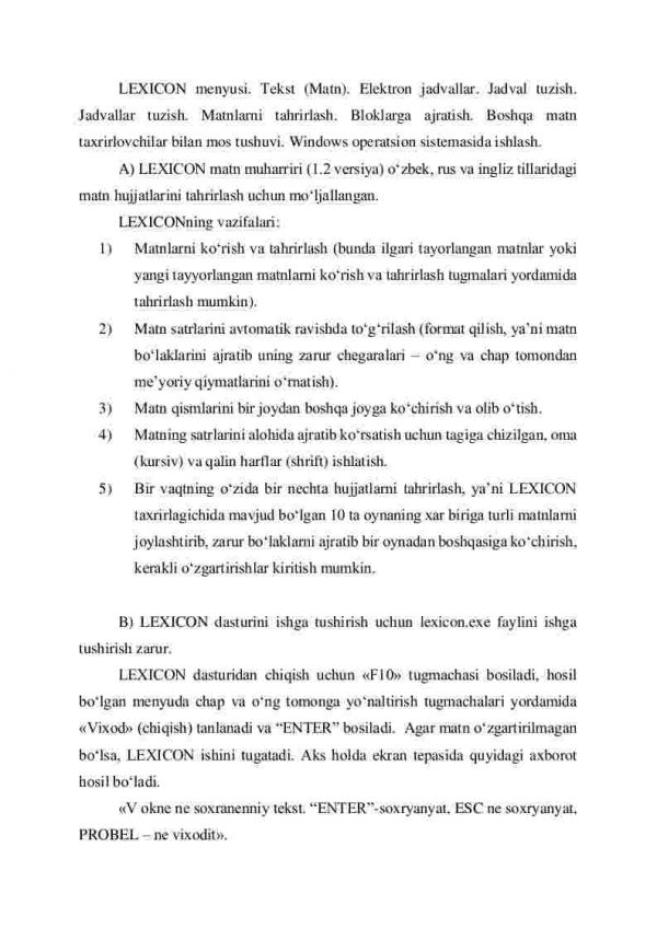 Lexicon matn muharriri. Lexiconda ishlash. - Image 2