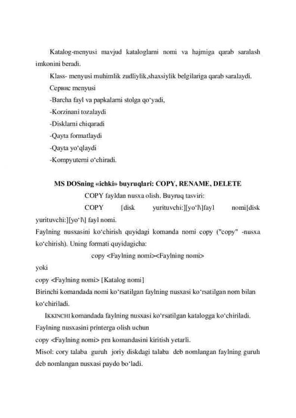 MS DOSda fayllarni qayta nomlash. MS DOSning ichki va tashqi buyruqlari. - Image 3