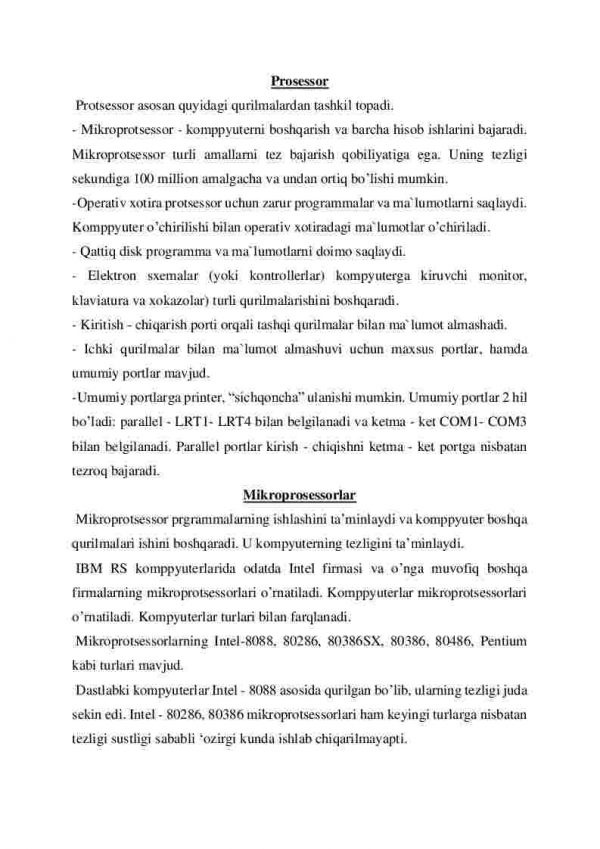 Markaziy protsessorlar. Operativ xotira. Qattiq disk va disk yurituvchilar. Diskli jamlag‘ichlar. - Image 2