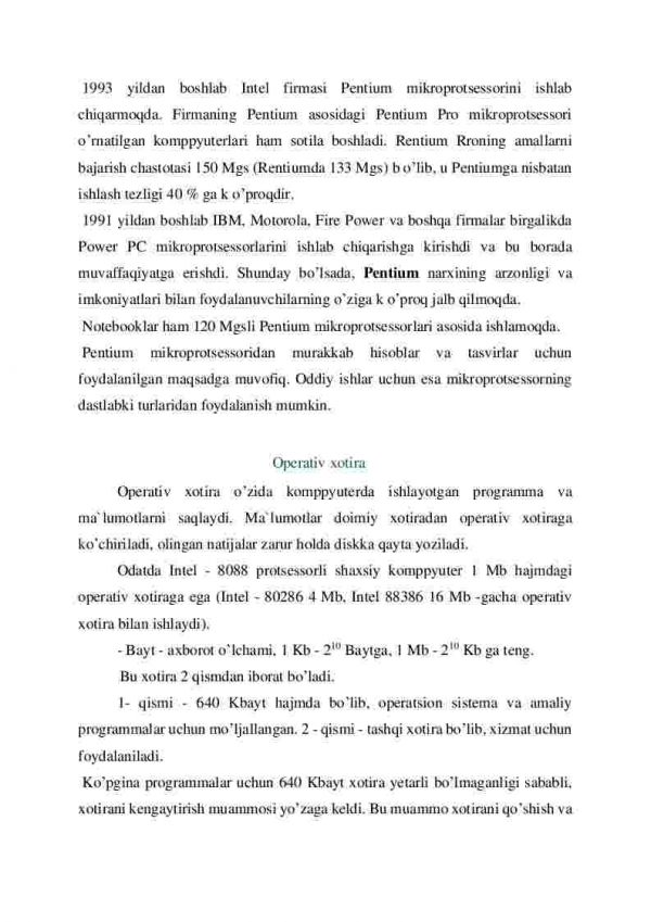 Markaziy protsessorlar. Operativ xotira. Qattiq disk va disk yurituvchilar. Diskli jamlag‘ichlar. - Image 3