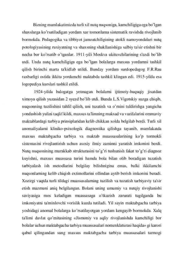 Nutq nuqsoniga, kamchiligiga ega bo’lgan bolalarga muljallangan maxsus muassasalar sistemasi - Image 2