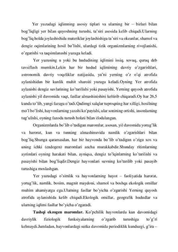 Organizmlardagi biologik maromlar. O’simlik va hayvonlarning hayotiy formalari - Image 2