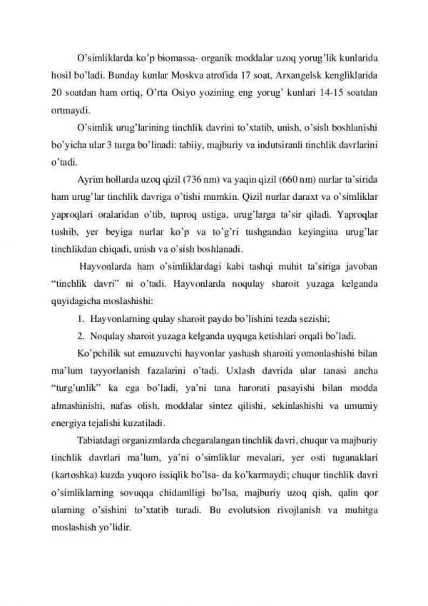 Organizmlardagi biologik maromlar. O’simlik va hayvonlarning hayotiy formalari - Image 4
