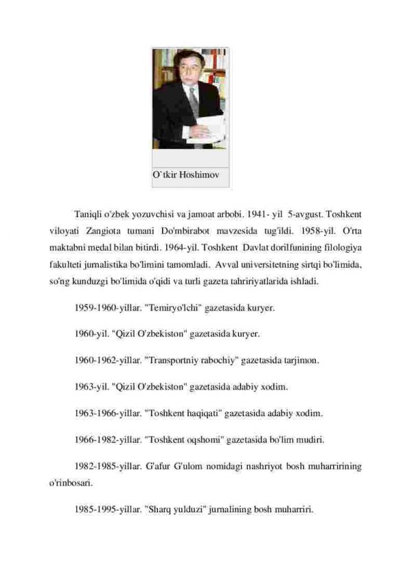 O’tkir Hoshimov asarlarining o’ziga xosligi. “Dunyoning ishlari” asari - Image 2