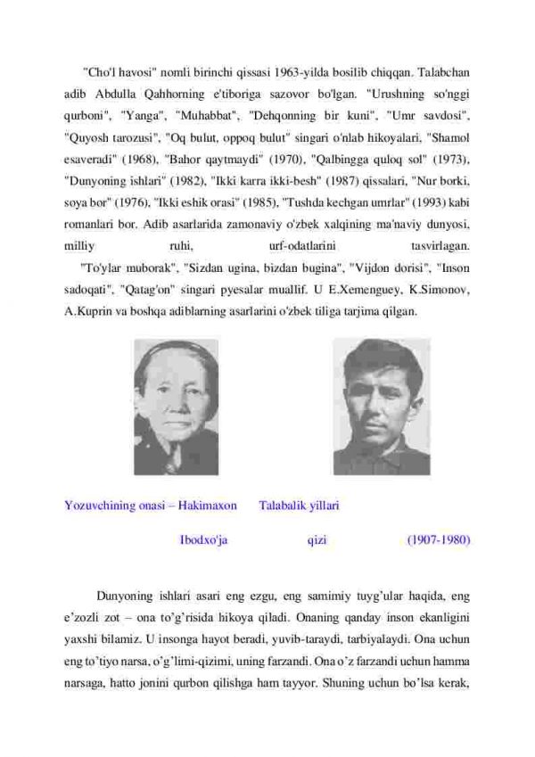 O’tkir Hoshimov asarlarining o’ziga xosligi. “Dunyoning ishlari” asari - Image 4