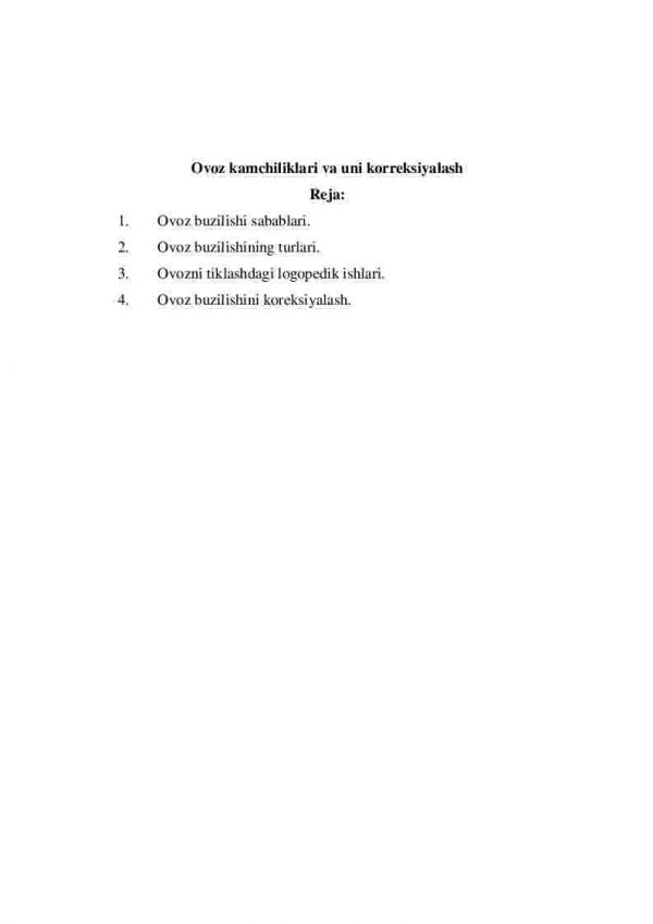 Ovoz kamchiliklari va uni korreksiyalash