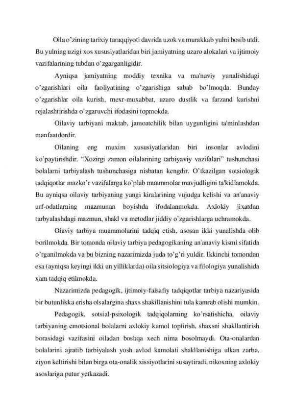 O’zbek oilalari tarbiyasi va pedagogik maxorat va oilaviy tarbiya muammolari - Image 2