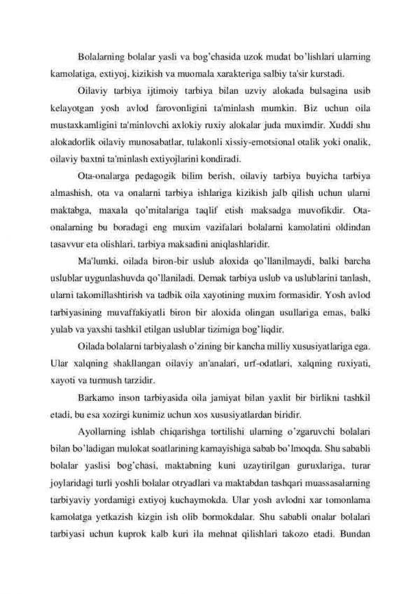 O’zbek oilalari tarbiyasi va pedagogik maxorat va oilaviy tarbiya muammolari - Image 3