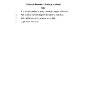 Pedagogik korreksiya fanining predmeti