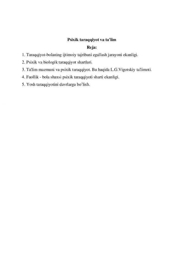 Psixik taraqqiyot va ta'lim