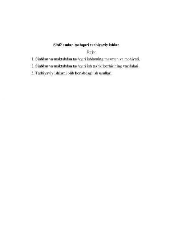 Sinfdandan tashqari tarbiyaviy ishlar