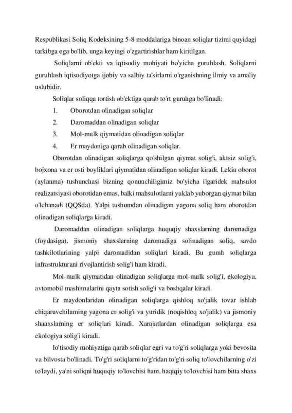O'zbekiston Respublikasida amalda bo'lgan soliqlar va soliqsiz to'lovlariga umumiy tavsifnoma - Image 4