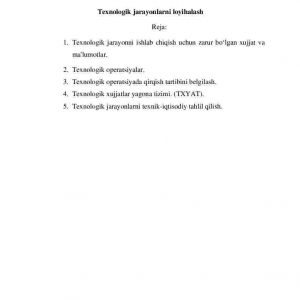 Texnologik jarayonlarni loyihalash