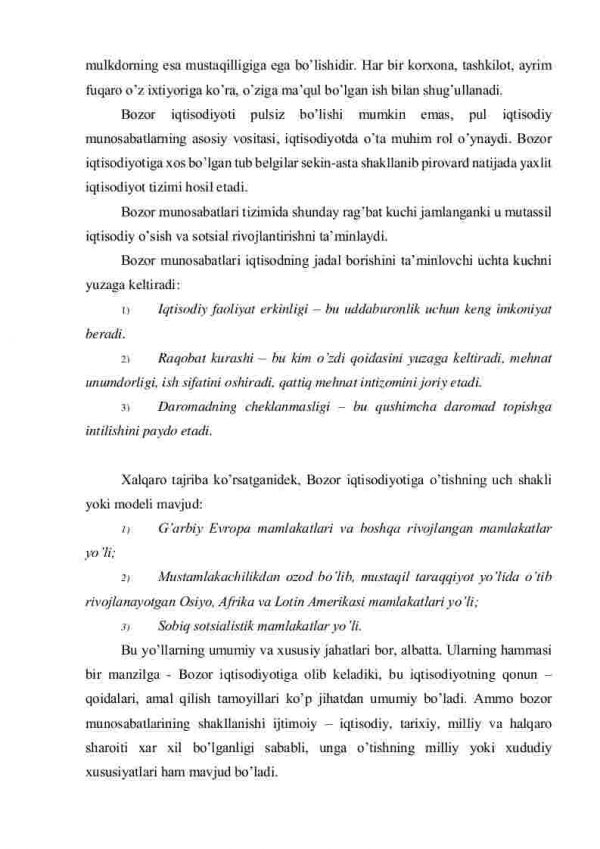 O’zbekiston bozor iqtisodiyotiga o’tish modeli ba unda davlatning roli - Image 3