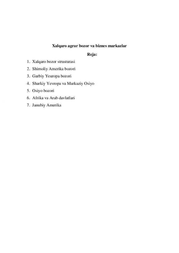 Xalqaro agrar bozor va biznes markazlar