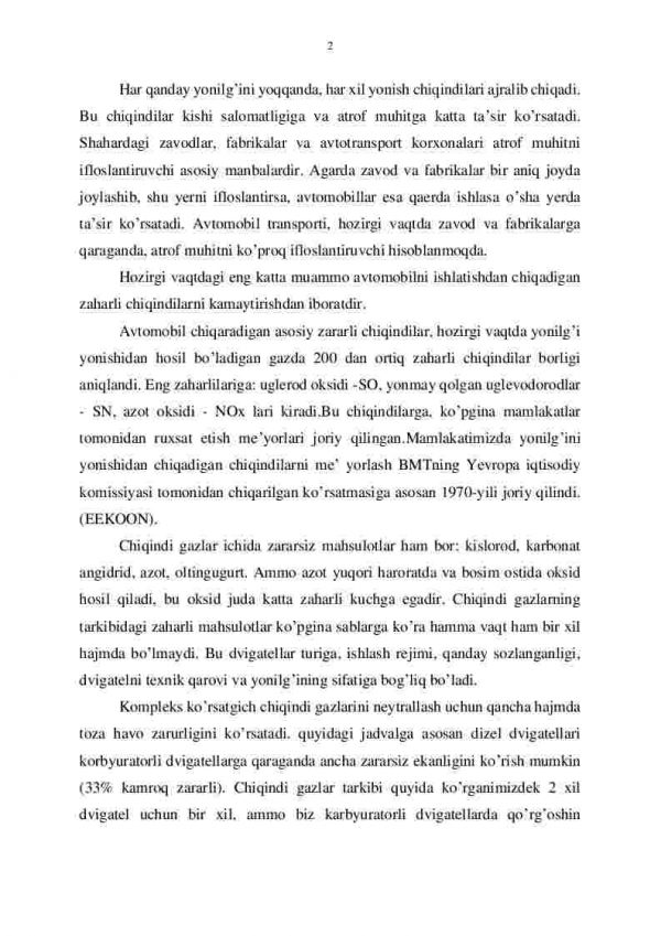 Yer usti transportini ekologik xususiyatlari va bunga transport vositalarini texnik holatini ta’siri - Image 2
