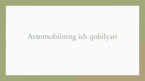 Avtomobilning ish qobilyati