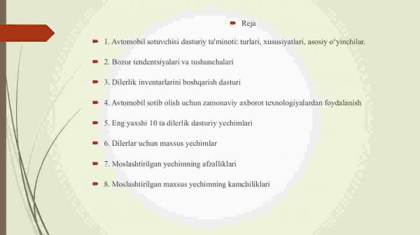 “Avtosalonda avtomobil sotib olish” axborot tizmi uchun dasturiy taminot ishlab chiqish - Image 2