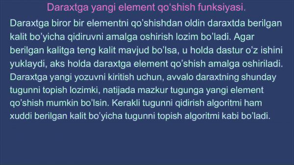 Binar daraxtga element qo'shish, element o'chirish va qidiruv algoritmlari - Image 4