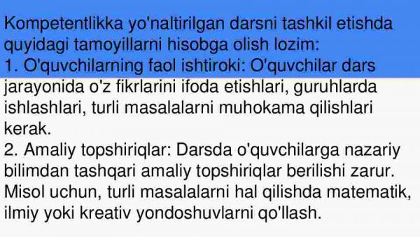 Boshlang'ich zamonaviy maktabda kompetentlikga yo'naltirilgan dars - Image 3