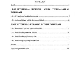 Differensial xisobning tatbiqlari