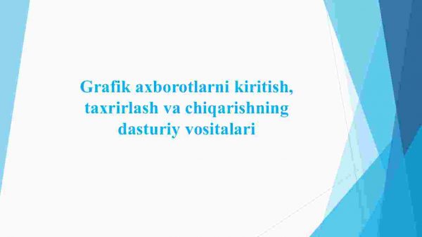 Grafik axborotlarni kiritish, taxrirlash va chiqarishning dasturiy vositalari