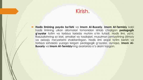 Hadis ilmining paydo bo'lishi Imom Al Buxoriy At Termiziylarning asarlarida pedagogik  go'yalar - Image 2