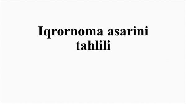 Iqrornoma asarini tahlili