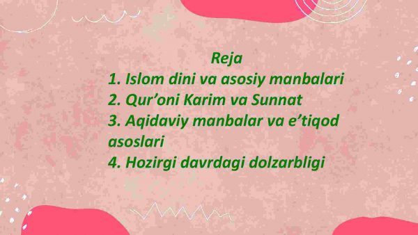 Islom dini manbalari, aqidaviy manbalar va ularning hozirgi davrdagi ahamiyati - Image 2