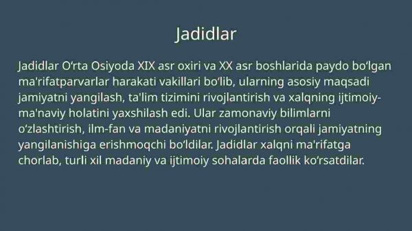 Jadid marifatparvarlarining o'lka ijtimoiy ma'naviy hayotida tutgan o'rni - Image 2