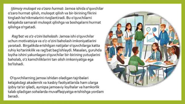 Jamoa ishining o'quvchilarni rivojlanishiga ta'siri va amaliy misollar - Image 3
