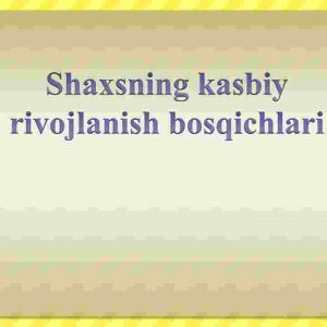 Shaxsning kasbiy rivojlanish bosqichlari