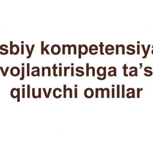 Kasbiy kompetensiyani rivojlantirishga ta’sir qiluvchi omillar