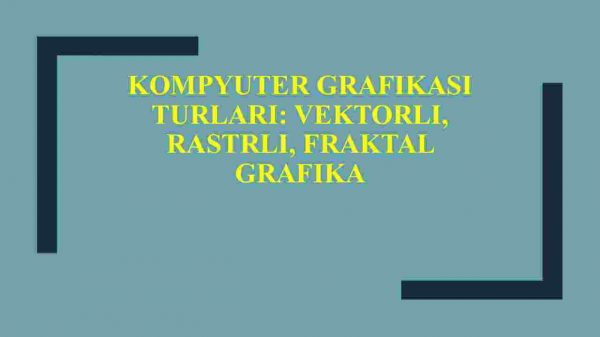 Kompyuter grafikasi turlari: vektorli, rastrli, fraktal grafika
