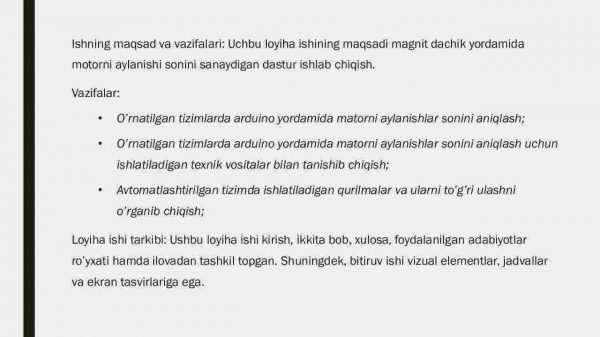Magnit datchik yordamida motorni aylanishiI sonini sanaydigan dastur  va uning qiymatini 16x2 lcd manitoriga chiqaruvchi dastur tuzish - Image 2