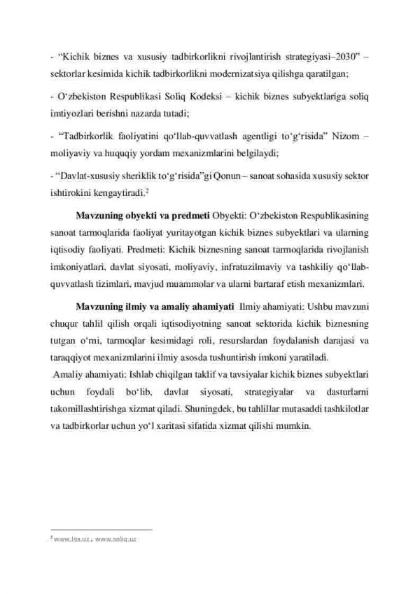 Mamlakatimiz sanoat tarmoqlarida kichik biznesni rivojlantirish imkoniyatlari - Image 4