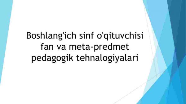 Boshlang'ich sinf o'qituvchisi fan va meta-predmet pedagogik texnalogiyalari