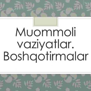 Muommoli vaziyatlar. Boshqotirmalar