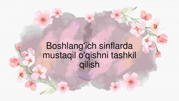 Boshlang'ich sinflarda mustaqil o'qishni tashkil qilish